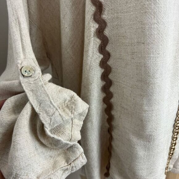 Vintage Royal Belle Womens One Size Beige  Western Cottage Button Down Shirt Top - Picture 6 of 11